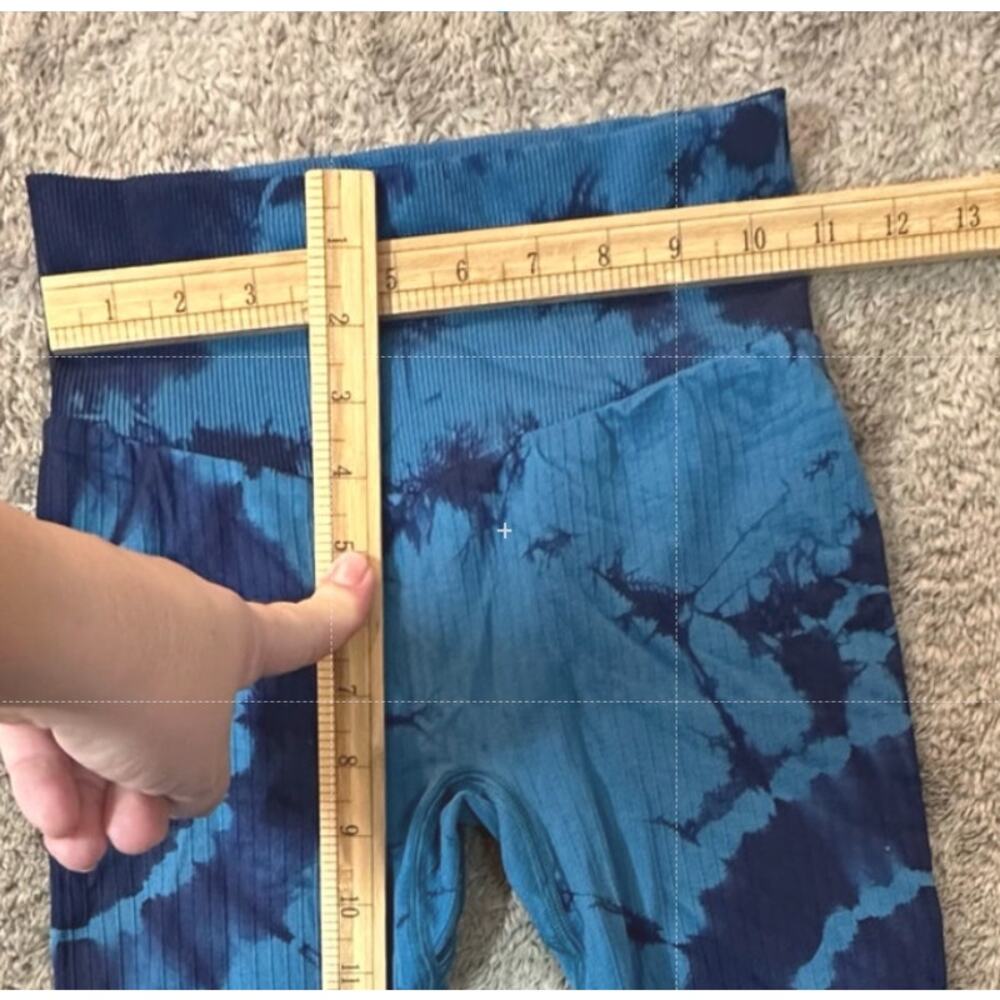 Victoria's Secret Pink Active Blue Tie Dye Ribbed Cropped Leggings XS - Picture 9 of 9